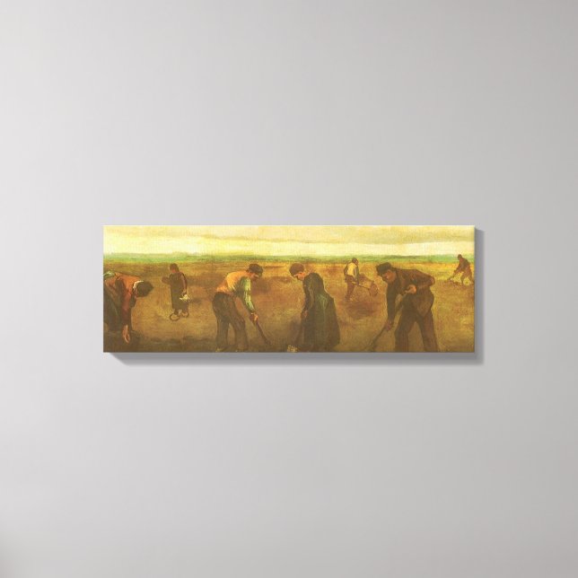 Toile Vincent van Gogh - Paysans plantant des pommes de  (Recto)