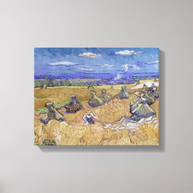 Toile Vincent van Gogh - Pile de blé avec faucheuse (Recto)