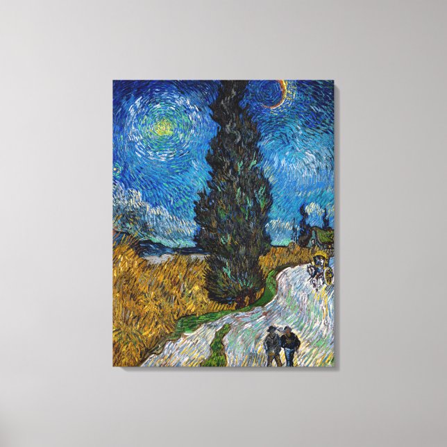 Toile Vincent van Gogh - Route avec Cypress et Star (Recto)