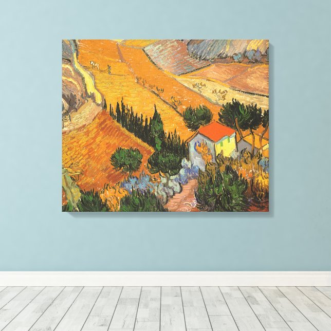 Toile Vincent van Gogh - Vallée avec laboureur (Insitu (Plancher de Bois))
