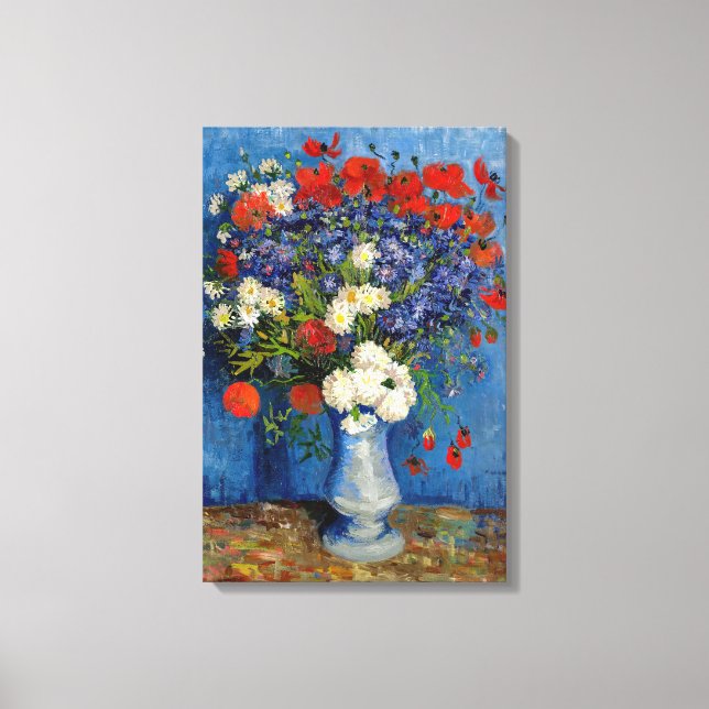 Toile Vincent van Gogh - Vase avec Bleuets & Pavots (Recto)