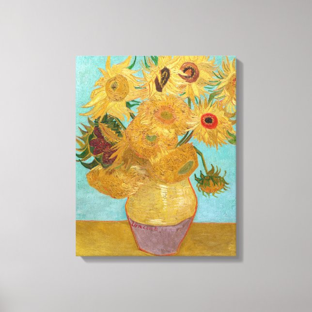 Toile Vincent Van Gogh - Vase avec douze tournesols (Recto)