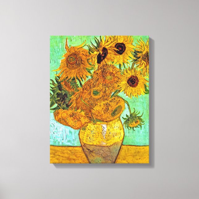Toile Vincent Van Gogh - Vase Avec Douze Tournesols (Recto)