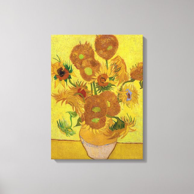 Toile Vincent van Gogh - Vase avec quinze tournesols (Recto)