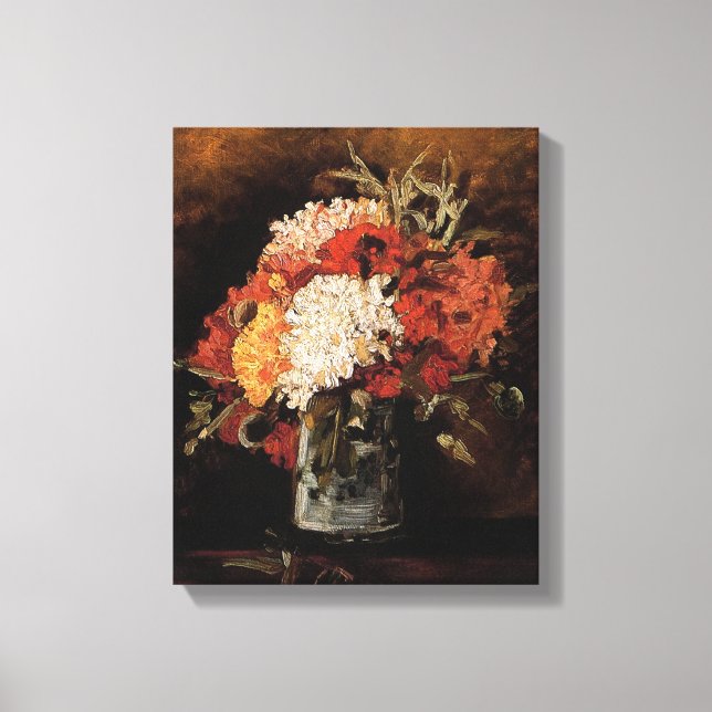 Toile Vincent Van Gogh - Vase de fleurs avec oeillets -  (Recto)