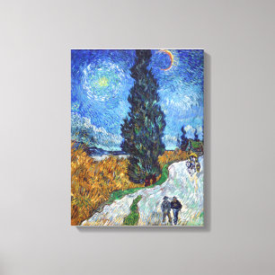 Toile Vincent van Gogh's Road avec Cypress et Star