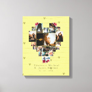 Toile Vintage 18 Collage photo en forme de coeur pour el