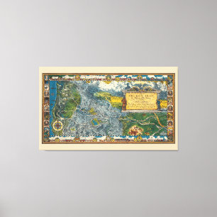 Toile Vintage 1932 Oregon Trail restauré Extra Large Map