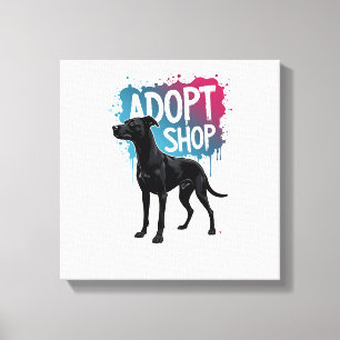 Toile Vintage Adoptez Ne Faites Pas D'Achats Chien Graff