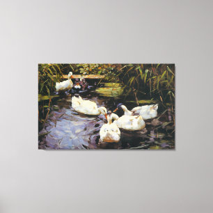 Toile Vintage Alexander Koester Canards sur un étang de