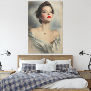 Toile Vintage Allure : Portrait de femme Sultry