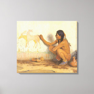 Toile Vintage Amérindien, artiste indien par Couse