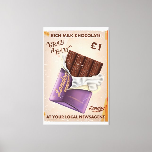 Toile Vintage Anglais Advert Chocolat. (Recto)