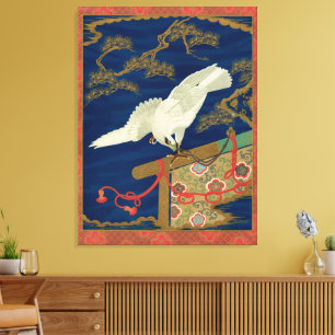 Toile Vintage Art du Japon Faucon Blanc G.A. Audsley