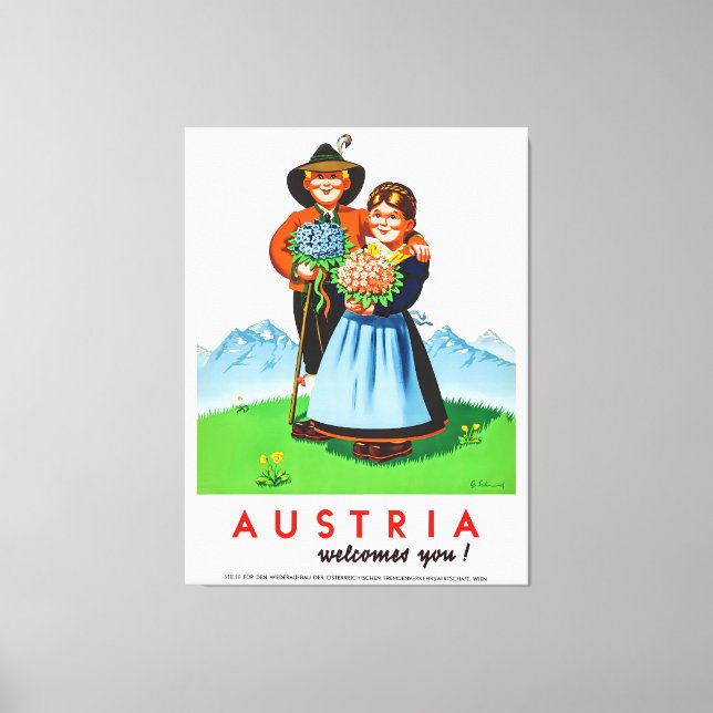 Toile Vintage Autriche Travel Poster Retro (Recto)