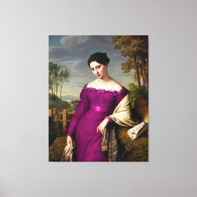 Toile Vintage Belle Dame À Fuchsia Rose (Recto)