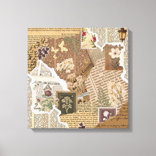 Toile Vintage Botanical Scrapbook Collage Antique Wall  (Recto)