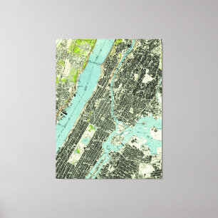 Toile Vintage Central Park & Bronx NY Map (1947)