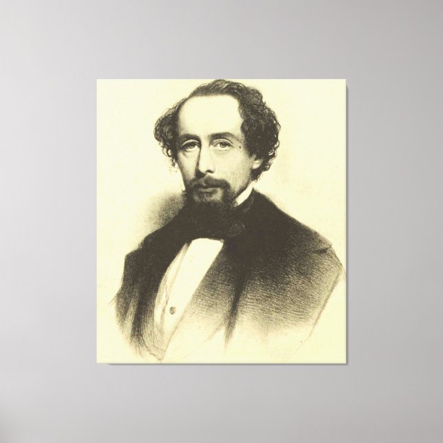Toile Vintage Charles Dickens Portrait (Recto)
