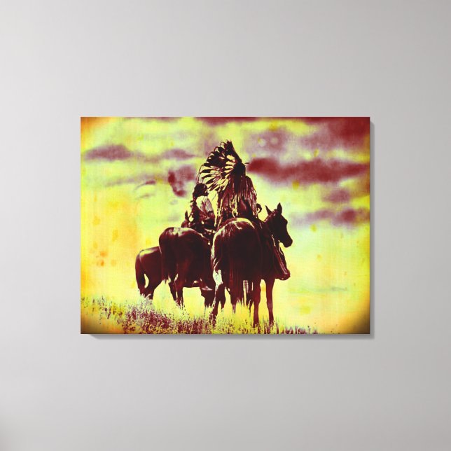Toile Vintage Cheyenne Warriors Enveloppé Canvas Imprime (Recto)