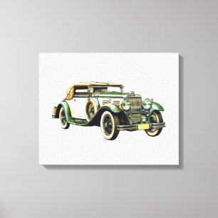 Toile Vintage Classic Racing Green et Cream Car