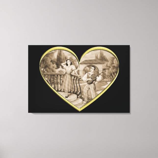 Toile Vintage couple Romance, homme et femme amour (Recto)