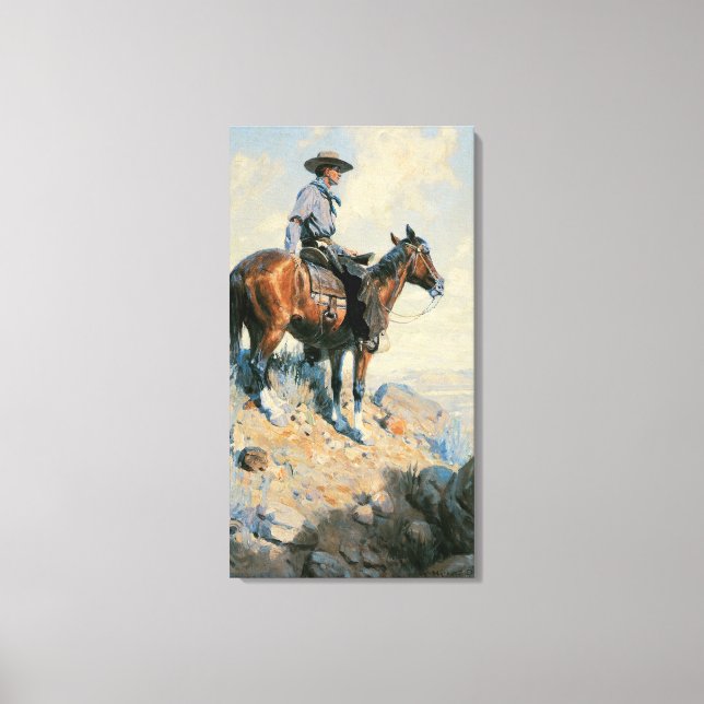 Toile Vintage Cowboy, Sentinel des Plaines Par Dunton (Recto)