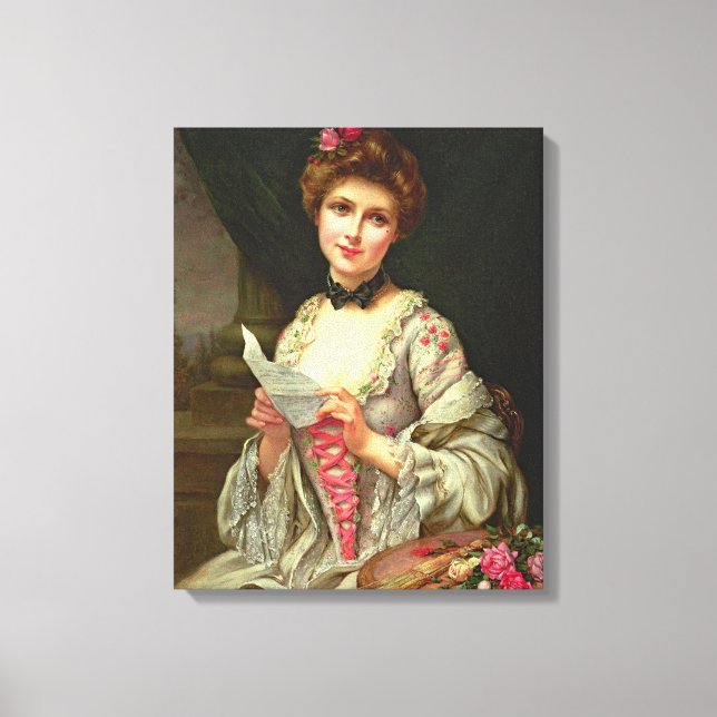 Toile Vintage Dame Élégante Avec Roses (Recto)