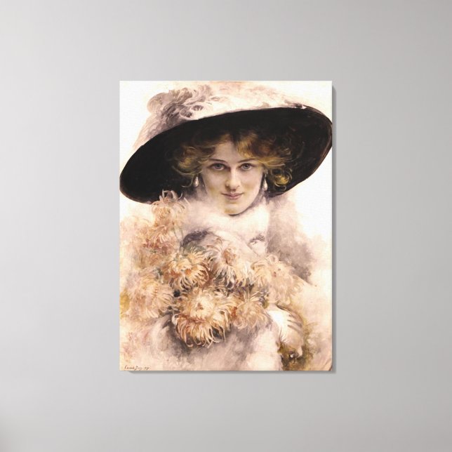 Toile Vintage Élégant Beau Portrait Lady (Recto)