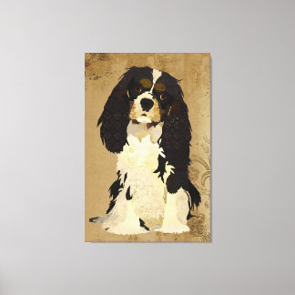 Toile Vintage Floral Cavalier King Charles Canvas