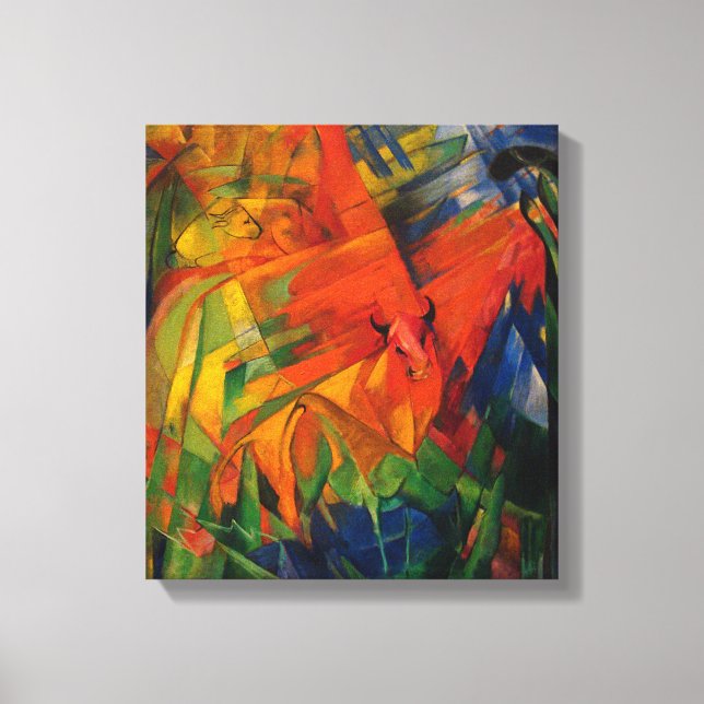 Toile Vintage Franz Marc Animaux dans un paysage (Recto)