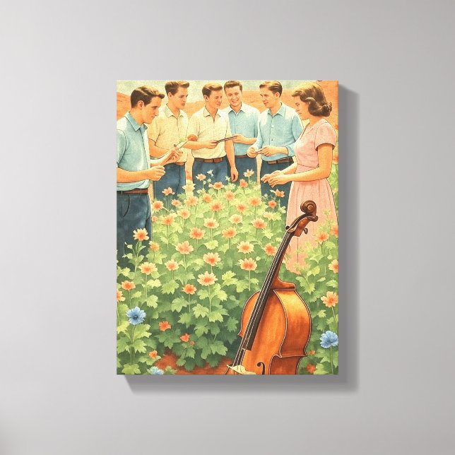 Toile Vintage Futuristic Mars Garden Scene (Recto)