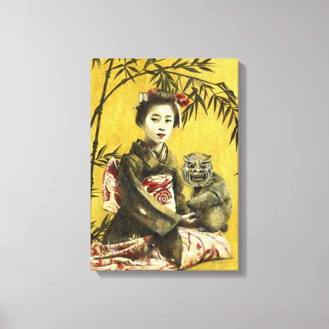 Toile vintage Geisha Et Bambou Design (Recto)
