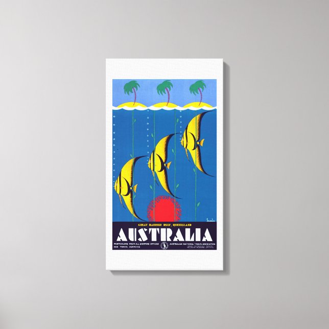 Toile Vintage Great Barrier Reef Australie Voyage (Recto)