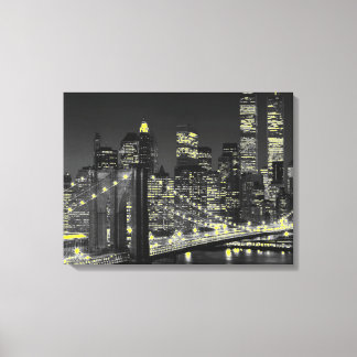 Toile Vintage Gris Jaune New York City Enveloppé Canvas
