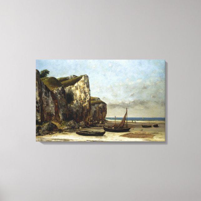 Toile Vintage Gustave Courbet Beach en Normandie (Recto)