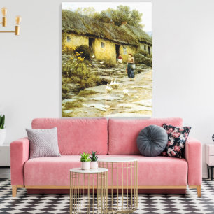 Toile Vintage Helen Allingham Irish Cottage