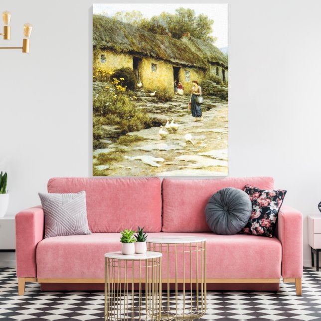 Toile Vintage Helen Allingham Irish Cottage (Insitu(Salon))