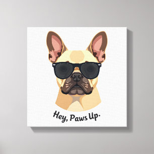 Toile Vintage Hey, Paws Up Lunettes de soleil Bouledogue