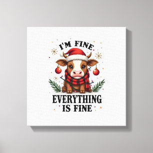 Toile Vintage Im Fine Everything Is Fine Vache Highland