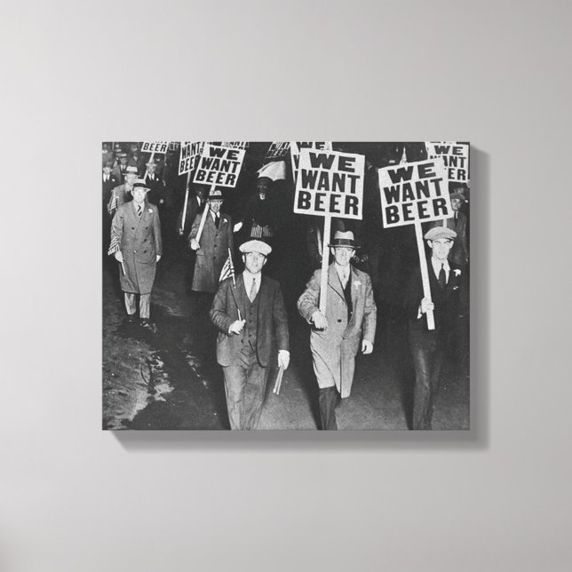 Toile Vintage Interdiction Bière, Nous Voulons Bière, Bi (Recto)