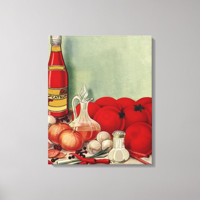 Toile Vintage Italien Alimentation Tomate Onions Poivron (Recto)