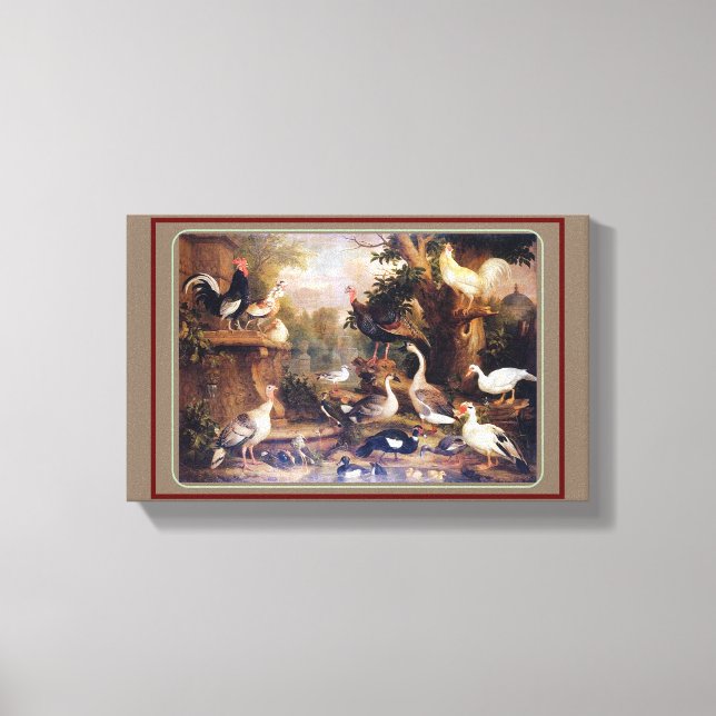 Toile Vintage Jakob Bogdani Oiseaux dans un paysage (Recto)