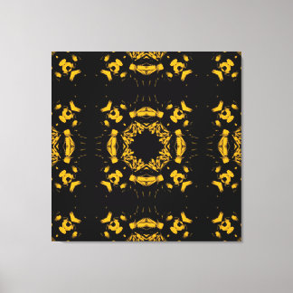 Toile Vintage Jaune, Noir Floral Damas Motif rétro