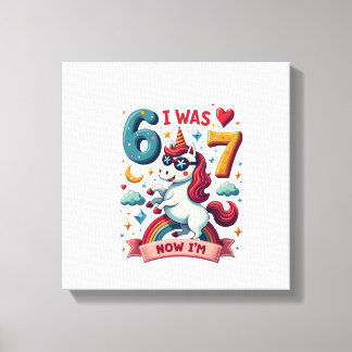 Toile Vintage J'avais 6 ans Maintenant Je Suis Licorne F