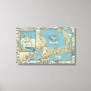 Toile Vintage Map of Cape Cod