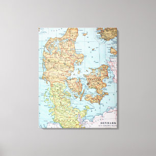 Toile Vintage map of Denmark