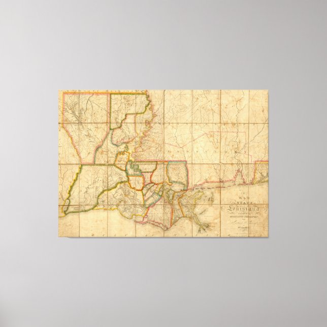Toile Vintage Map of Louisiane (1816) (Recto)