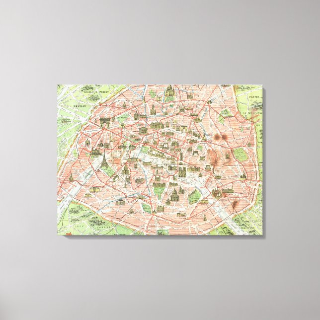 Toile Vintage map of Paris (Recto)
