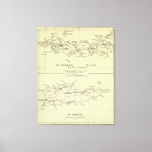 Toile Vintage Map of The Virgin Islands (Recto)